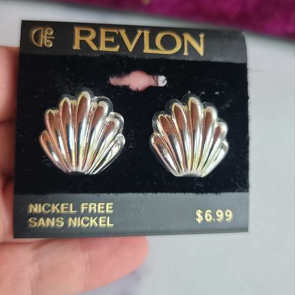 Revlon Silver Shell Shaped Stud Earrings - Picture 4 of 10